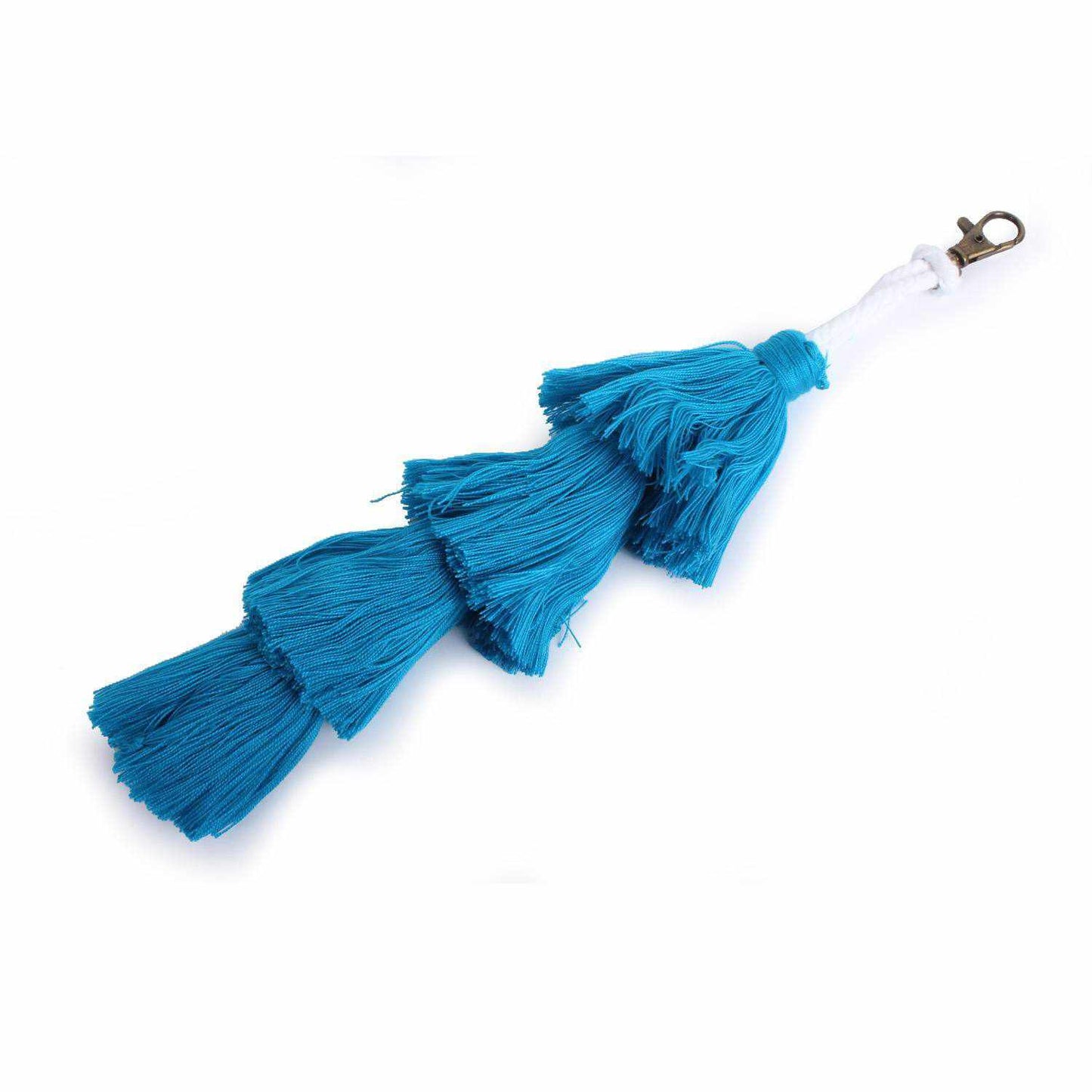 HANDMADE TASSEL ZIPPER PULL MED BLUE