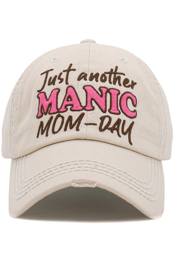 JUST ANOTHER MANIC MOM-DAY Washed Vintage Ball Cap: Black