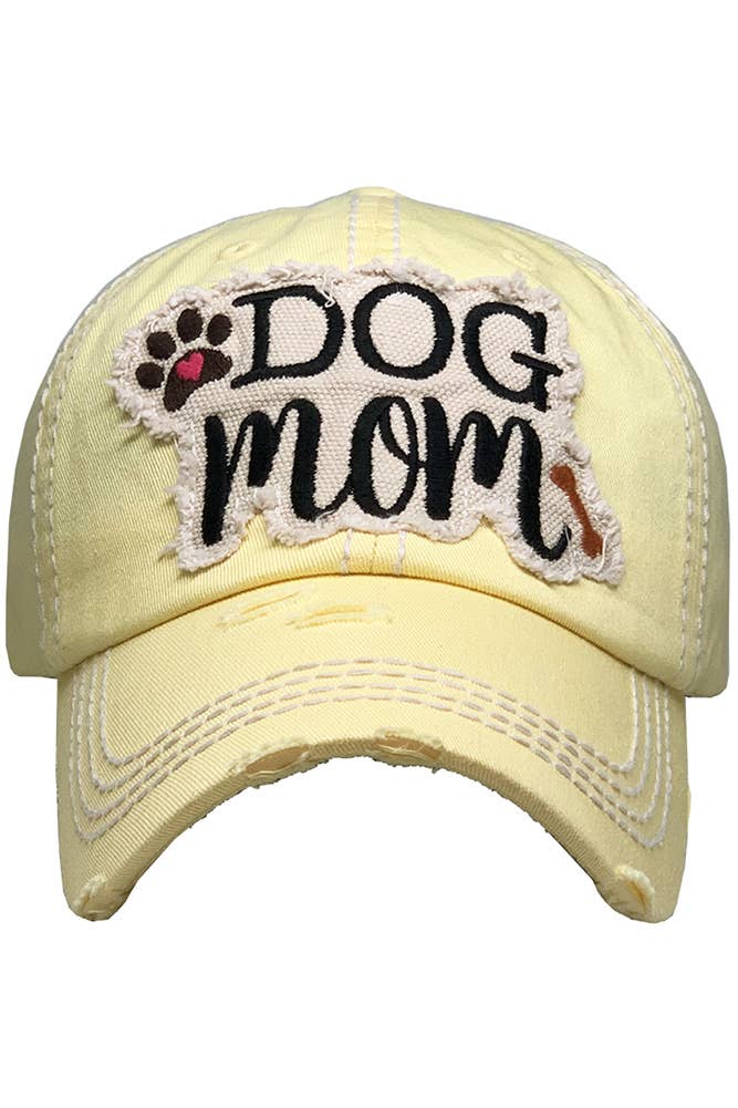 Dog Mom Vintage Baseball Cap: Hot Pink