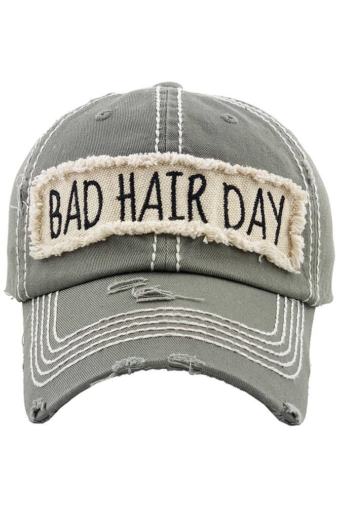 Bad Hair Day Washed Vintage Baseball Cap: Burgundy