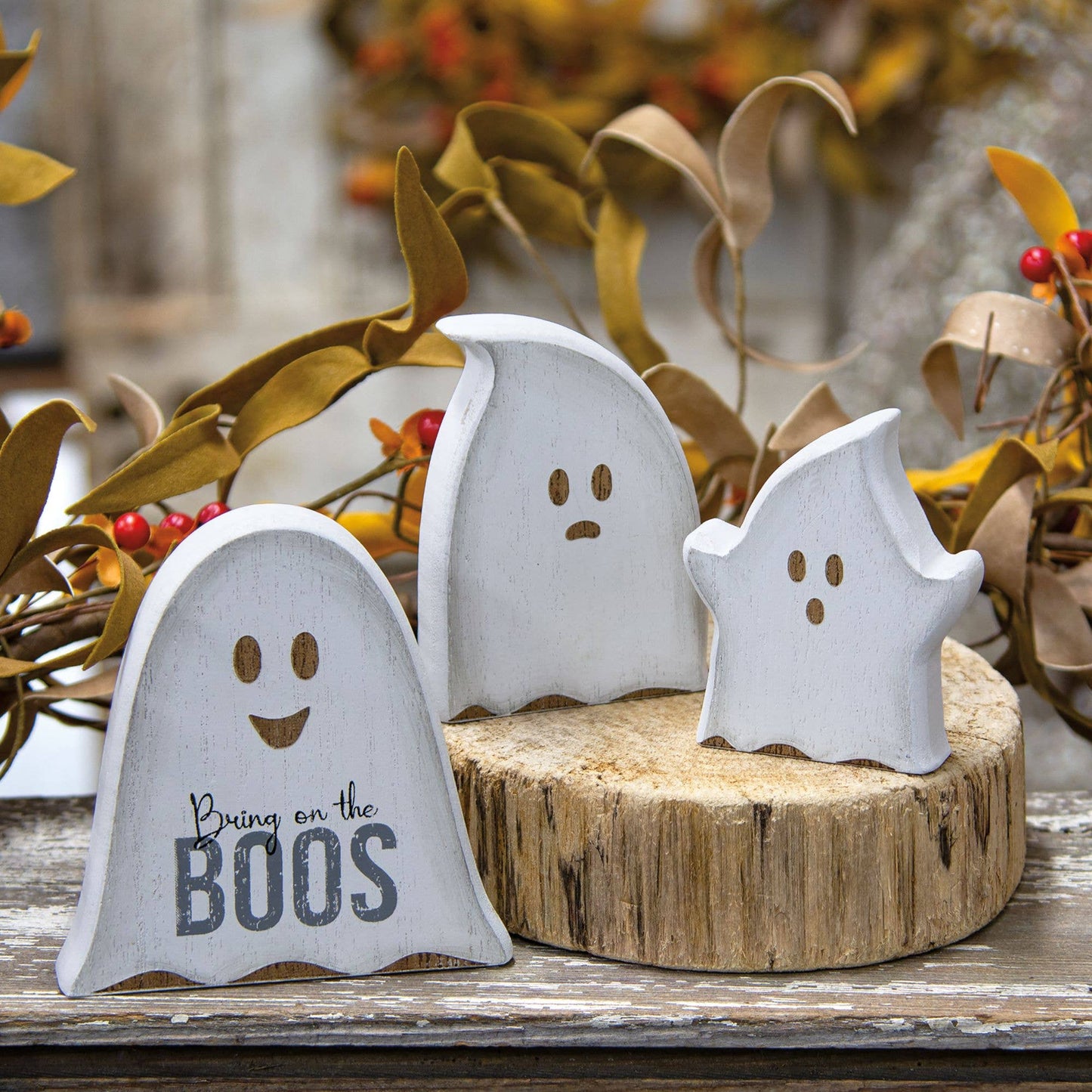 Bring On the Boos Wooden Ghosts Set/3