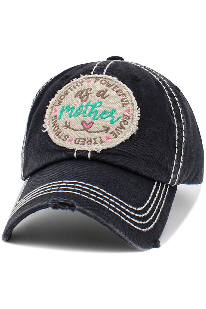 AS A MOTHER Vintage Ball Cap: Black