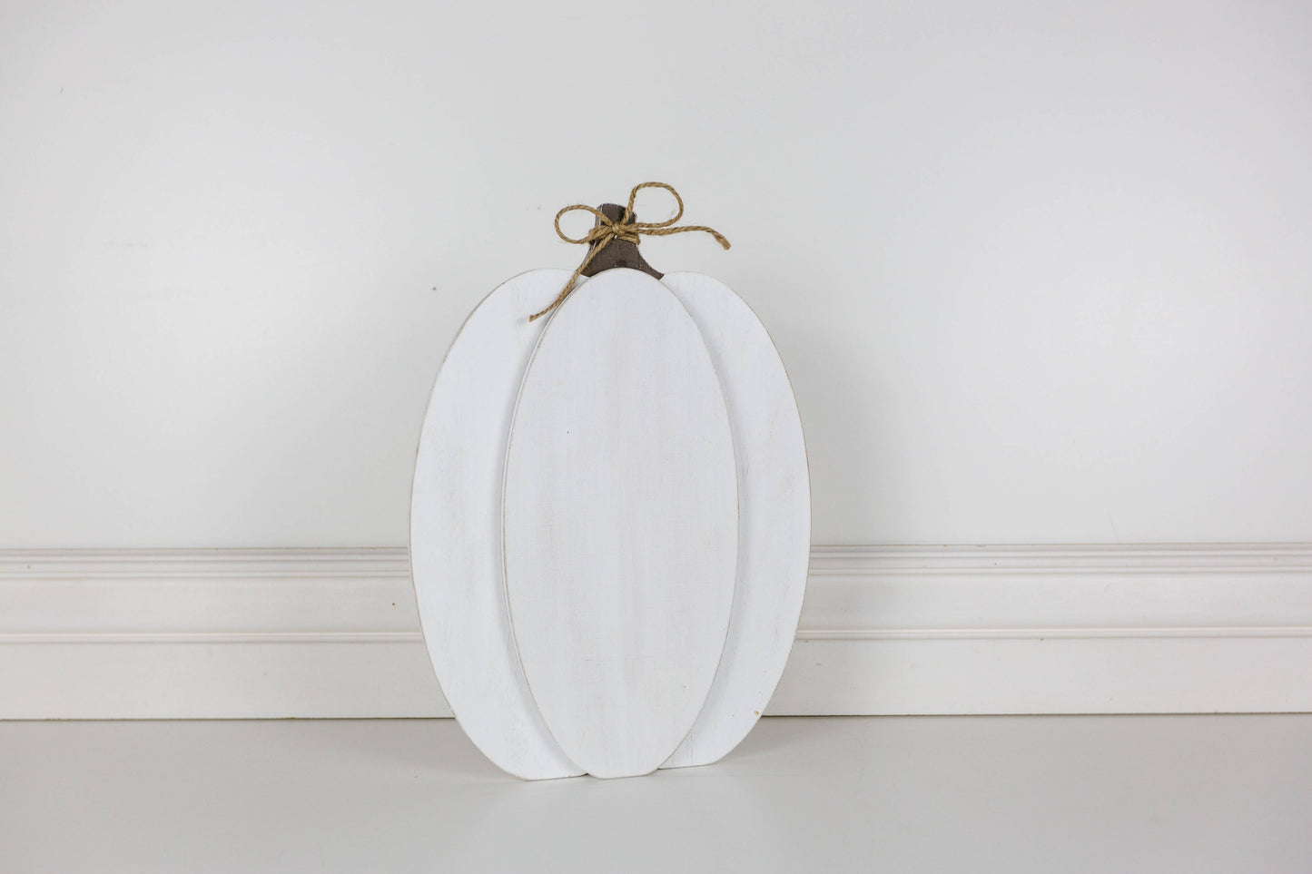 Harvest White Wooden Fall Pumpkin 9 x 13