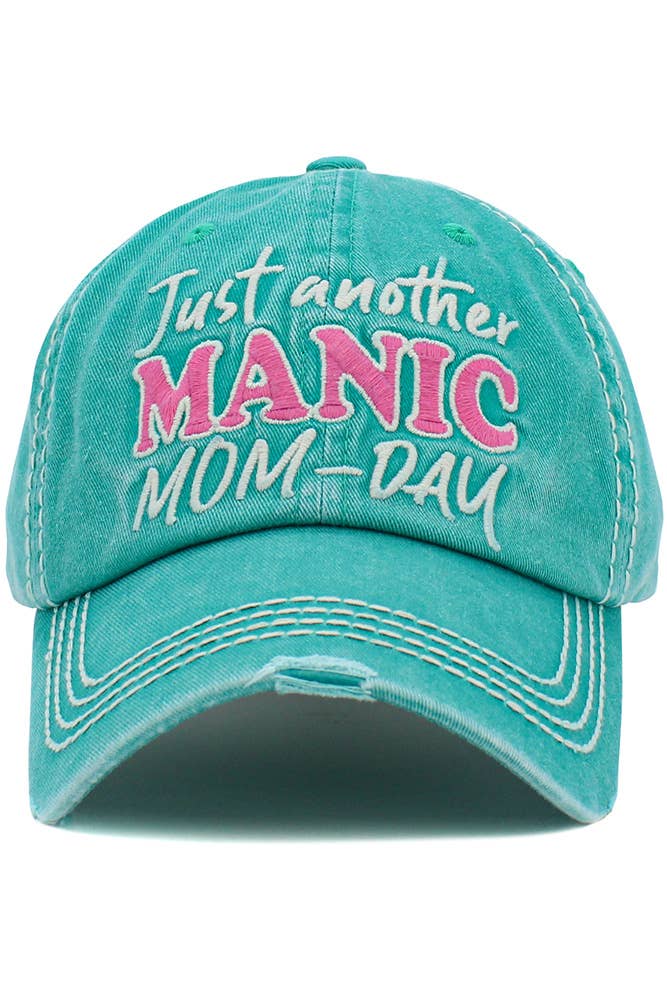 JUST ANOTHER MANIC MOM-DAY Washed Vintage Ball Cap: Black