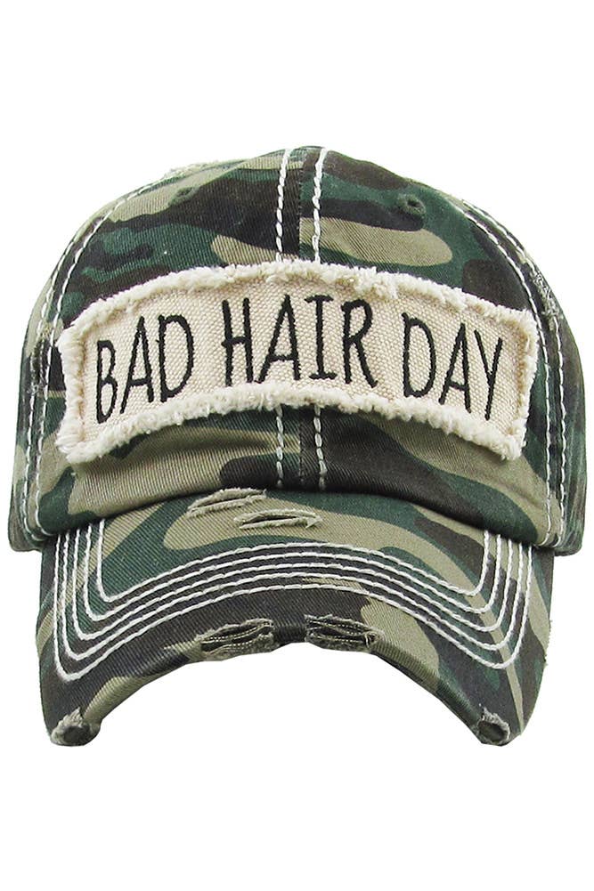 Bad Hair Day Washed Vintage Baseball Cap: Burgundy