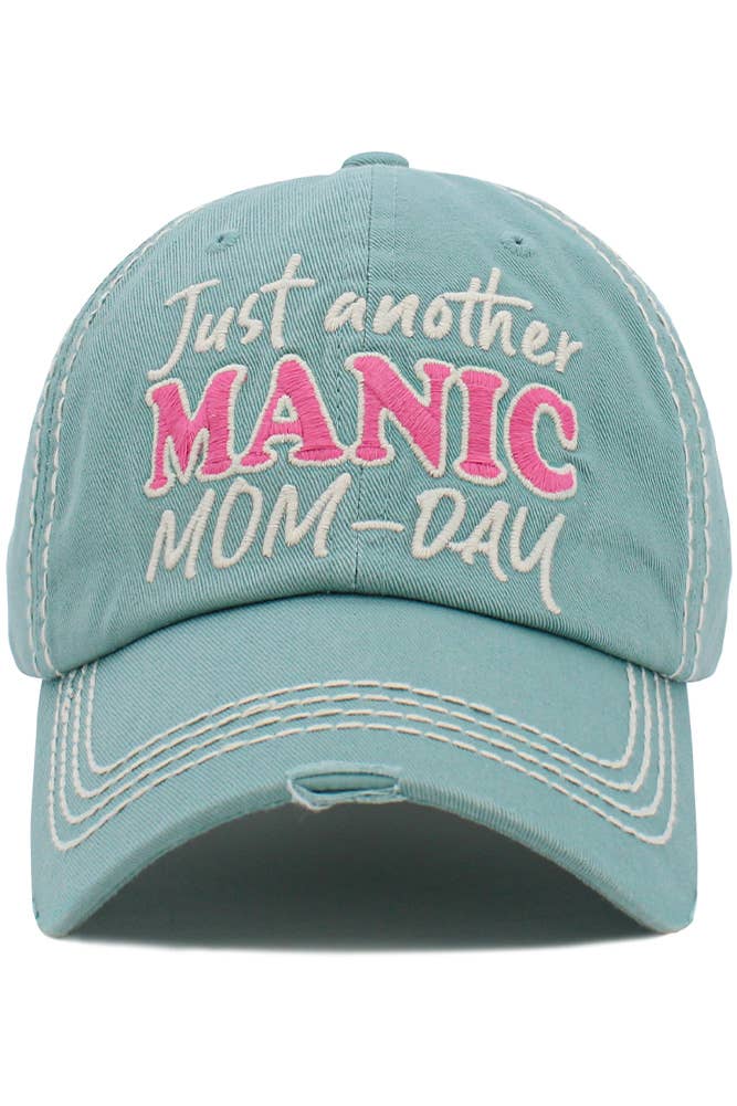 JUST ANOTHER MANIC MOM-DAY Washed Vintage Ball Cap: Black