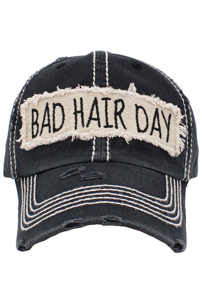 Bad Hair Day Washed Vintage Baseball Cap: Burgundy