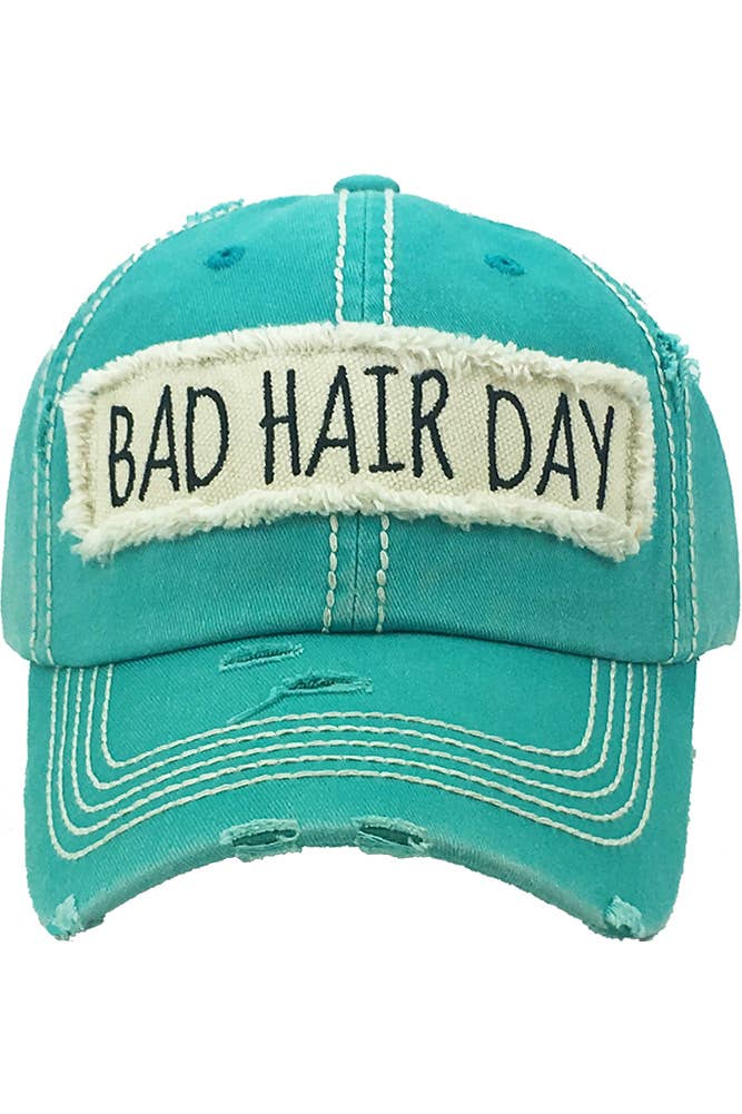 Bad Hair Day Washed Vintage Baseball Cap: Burgundy