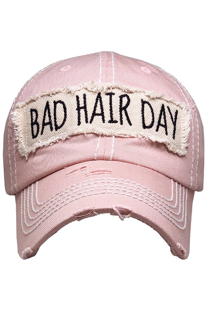 Bad Hair Day Washed Vintage Baseball Cap: Burgundy