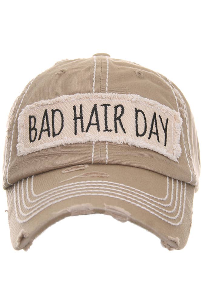 Bad Hair Day Washed Vintage Baseball Cap: Burgundy