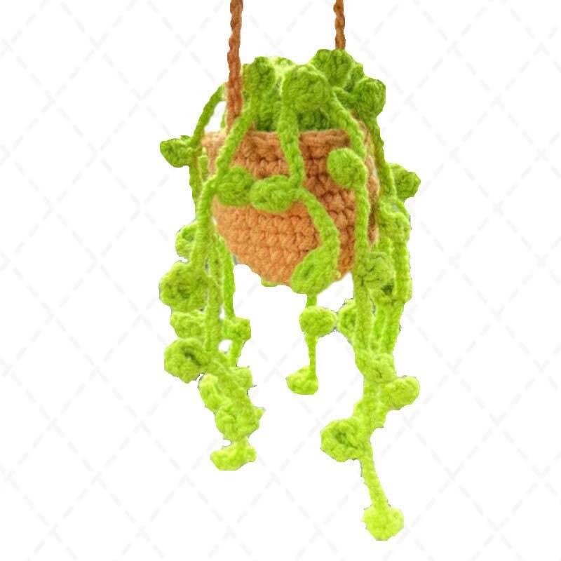 Crochet Succulent Car Plant Hanging, Women Car Accessories: Green