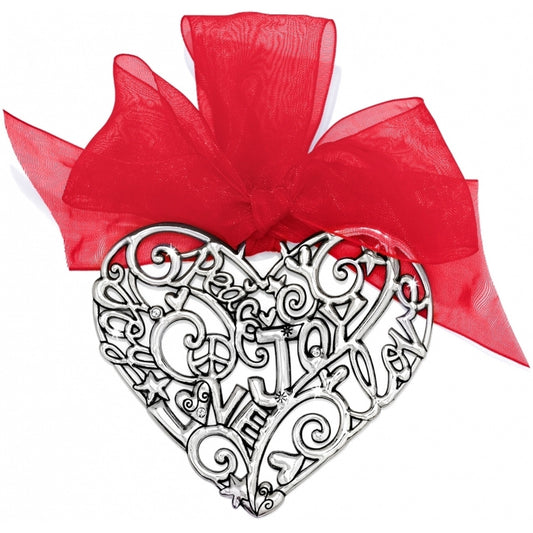 SILVER HEART GLEE ORNAMENT