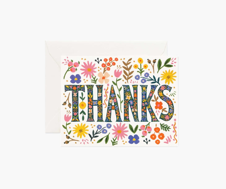 FLORAL THANKS, THANK YOU CARD BOXED SET OF 8