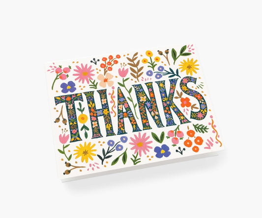 FLORAL THANKS, THANK YOU CARD BOXED SET OF 8