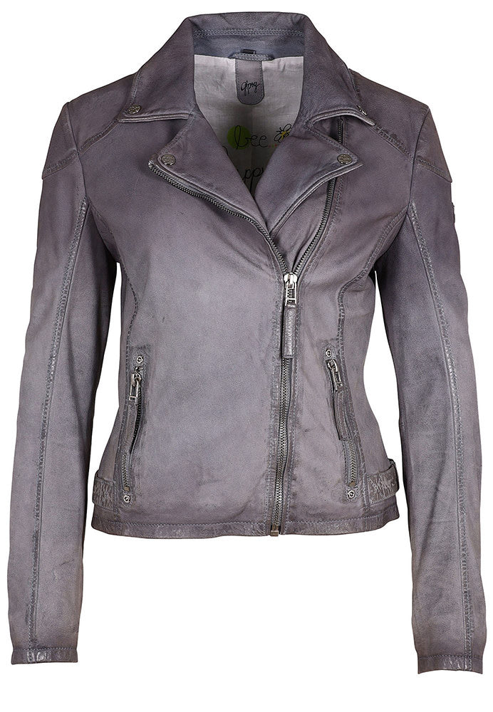 KARYN RF LEATHER JACKET DUSTY BLUE