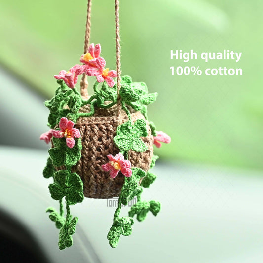 Crochet Succulent Car Plant Hanging, Women Houseplant Decor: Green