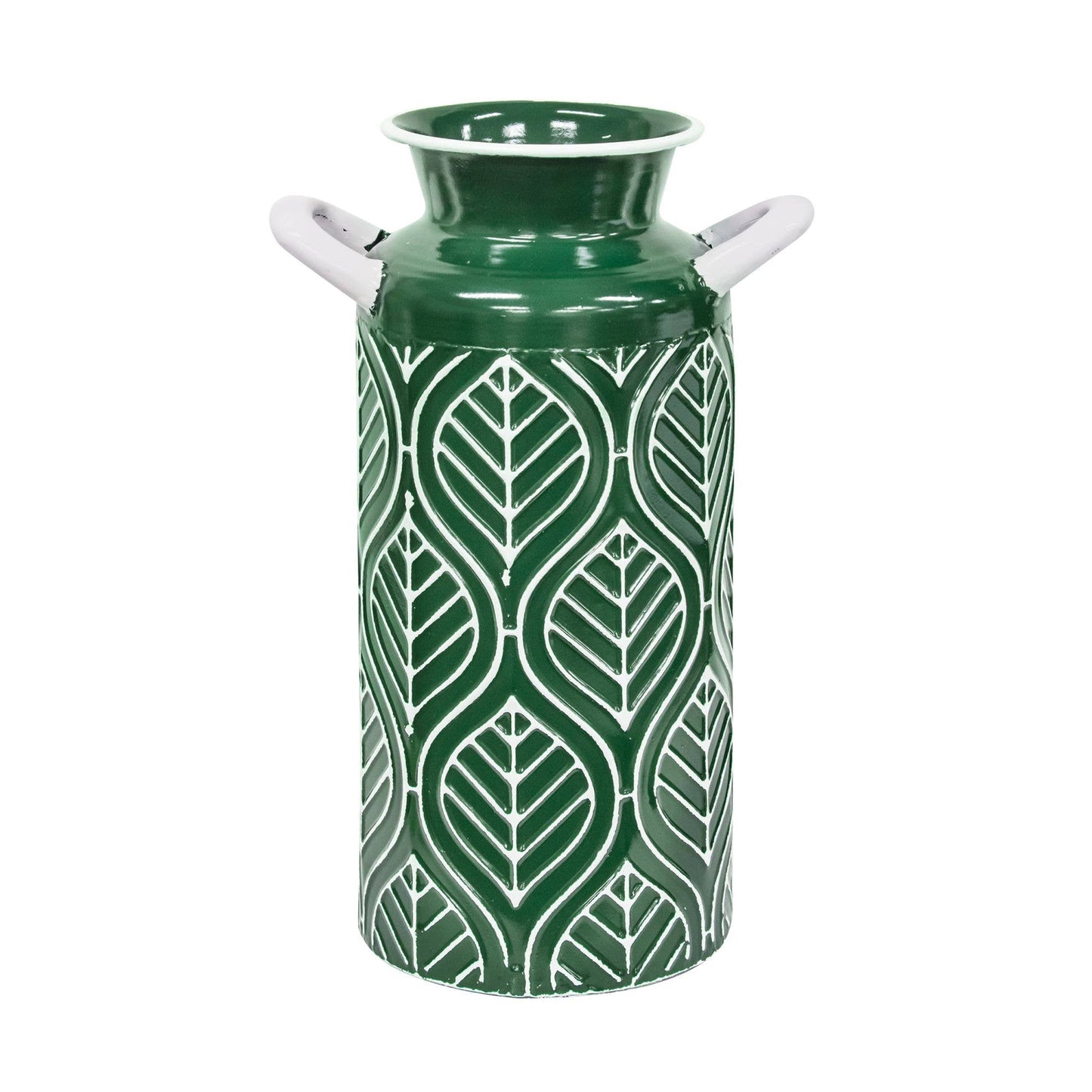 Leaf Etched Enamel Milk Can