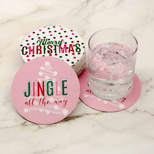 Jingle All the Way Reversible Paper Coasters