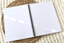 WHITE LINE DRAWN FLORAL SPIRAL LINED NOTEBOOK