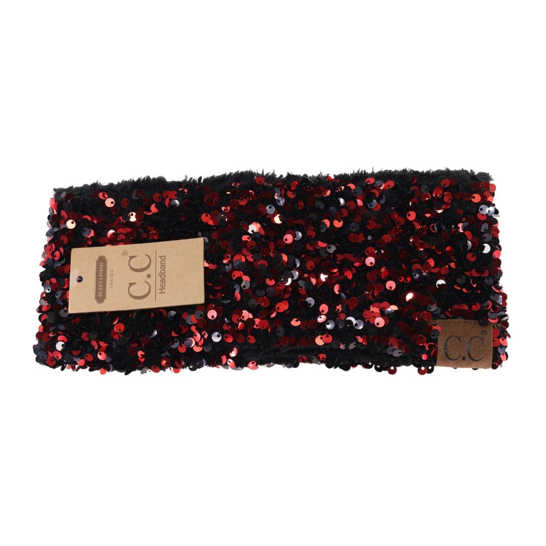 Cluster Sequin Head Wrap Red/Black