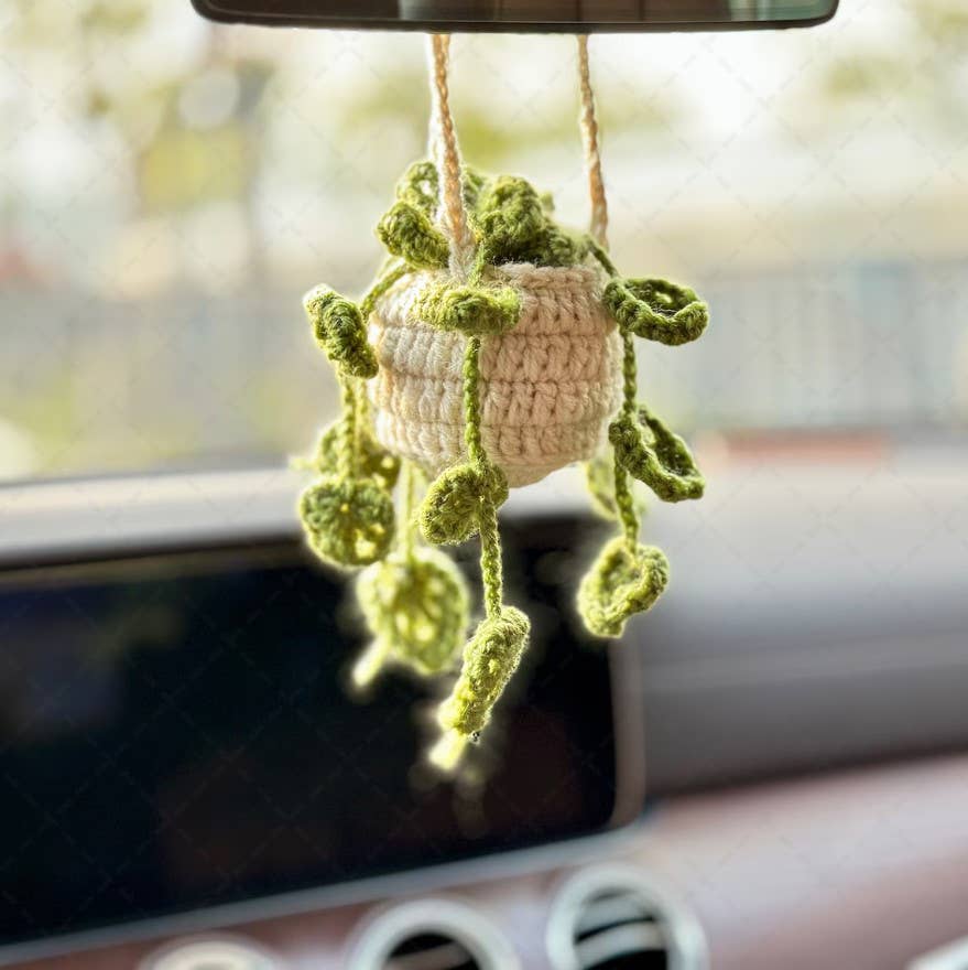 Crochet Monstera Car Plant Hanging Pendant, Plant Lover Gift