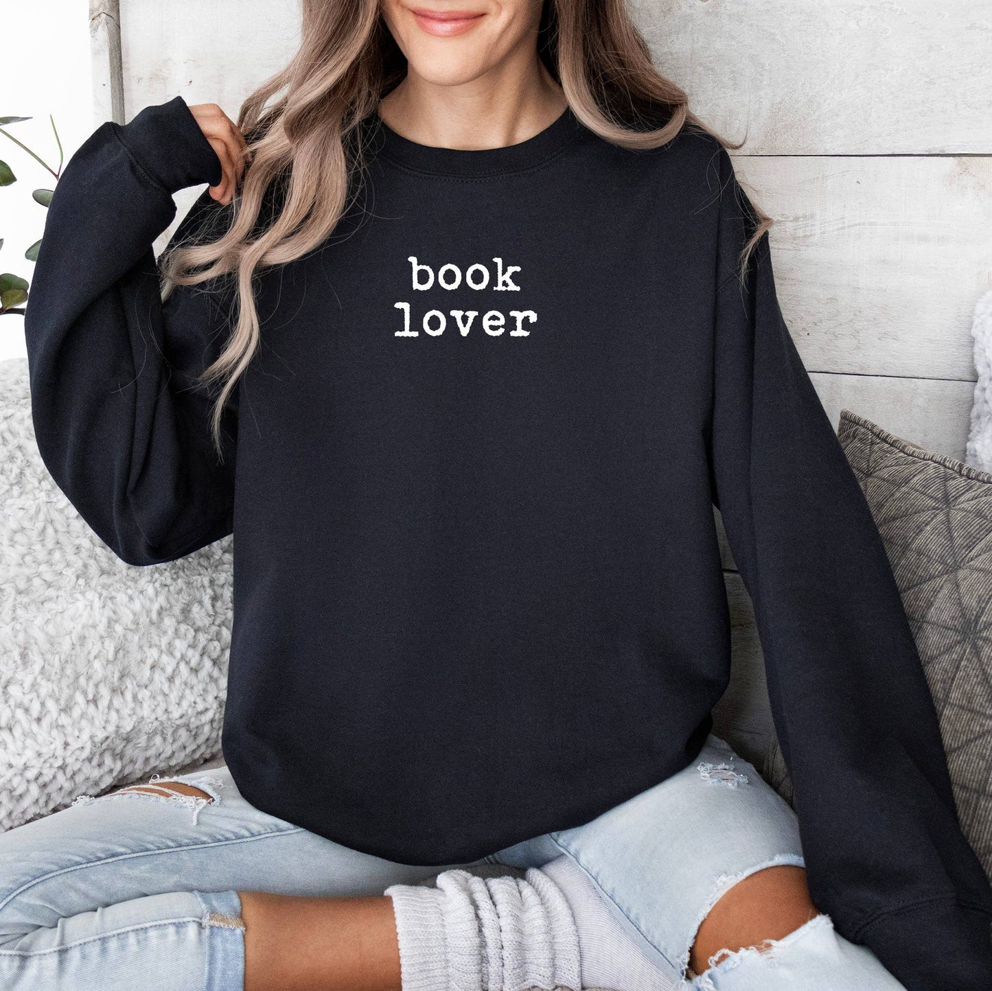 Book Lover Black Crewneck Sweatshirt