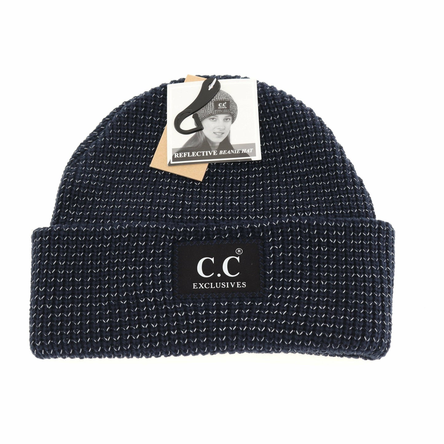 Reflective Solid Unisex C.C Beanie Navy