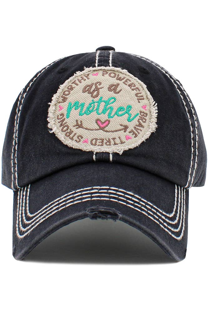 AS A MOTHER Vintage Ball Cap: Black