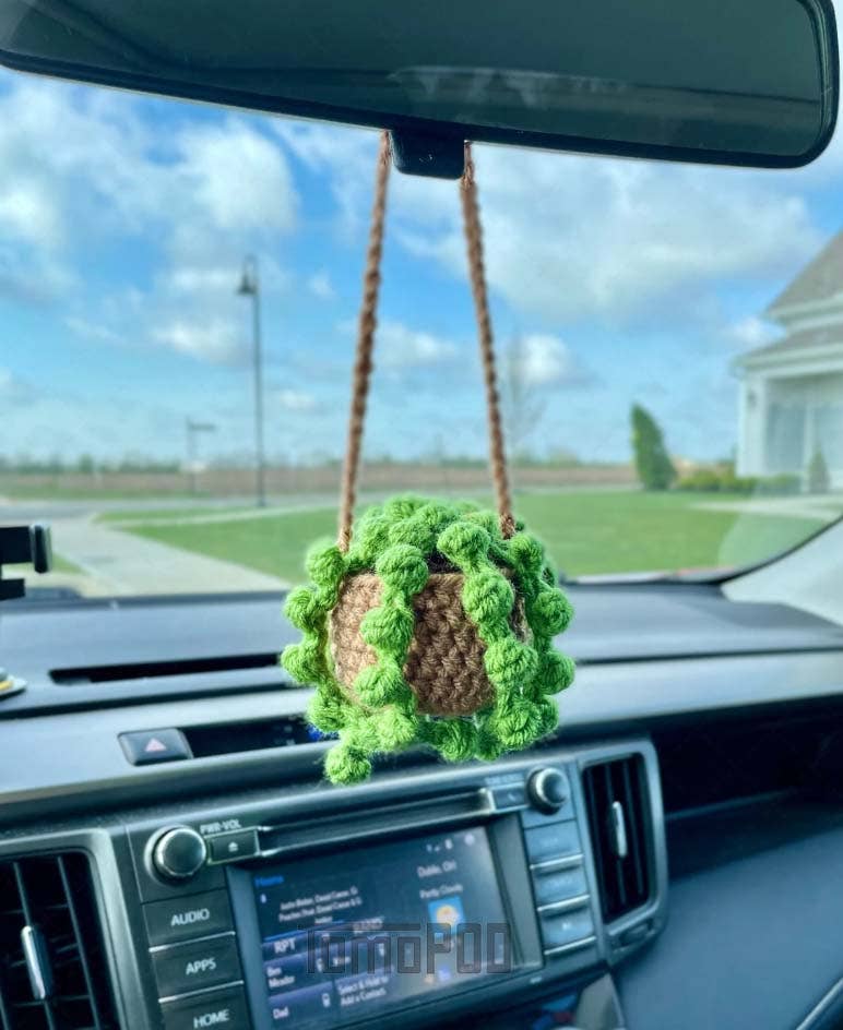 Crochet Succulent Plant Car Hanging Plant Crochet Car Plant: String of Pearls