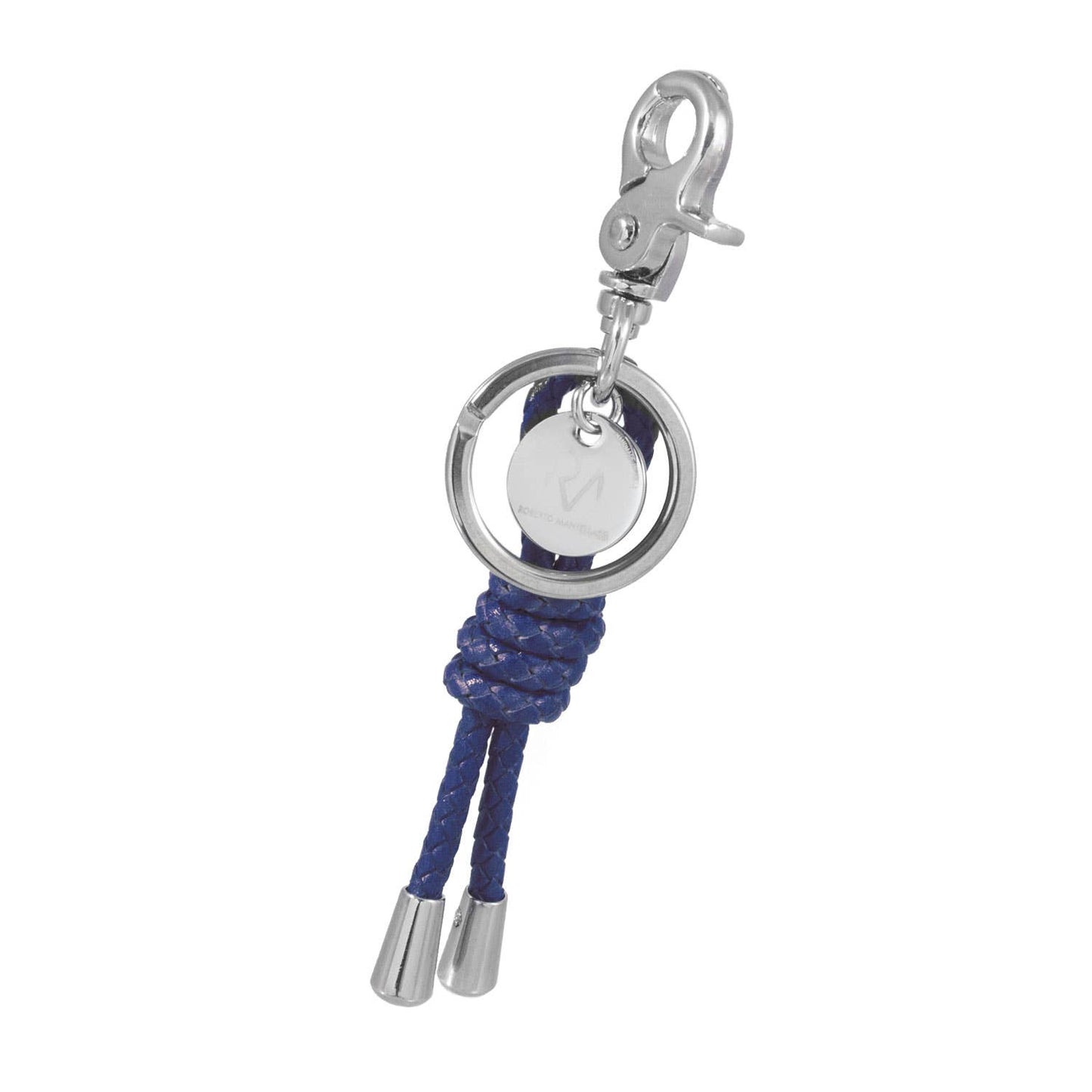 KNOTTED LEATHER ROPE PURSE CHARM BLUE