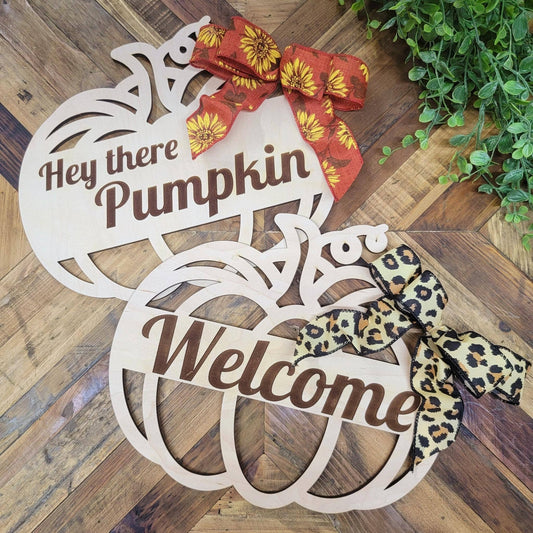 Fall Decor Pumpkin Door Hanger / Wall Sign