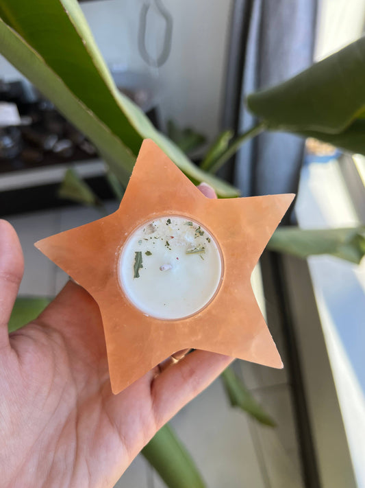 Peach Selenite Candle Holder